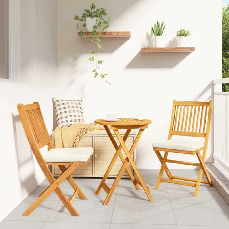 vidaXL Klappstuhl 2er Set aus Akazie Massivholz in Weiß, B/T/H: 49 x 57,5 x 92 cm - Bild 1