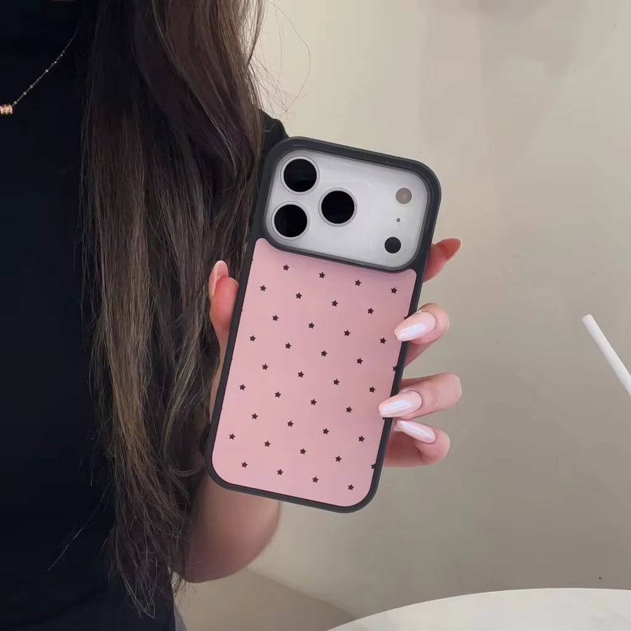 Stoßfeste Schutzhülle DecoPhone mit Sternen-Design in Rosa für iPhone 17, 16, 15, 14 und 13 Pro Max - Bild 2
