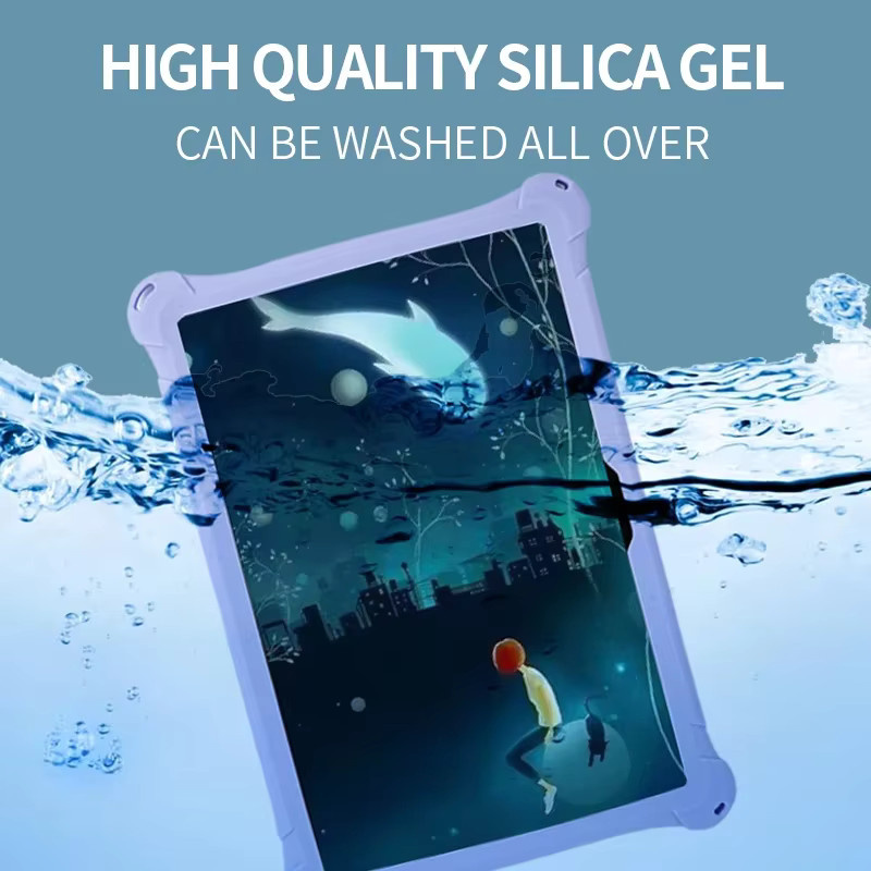 Greliana Silikon Schutzhülle für 10,1 Zoll Android Tablets, Stoßfest mit Standfunktion, Lila, B/H: 24 x 16 cm - Bild 4