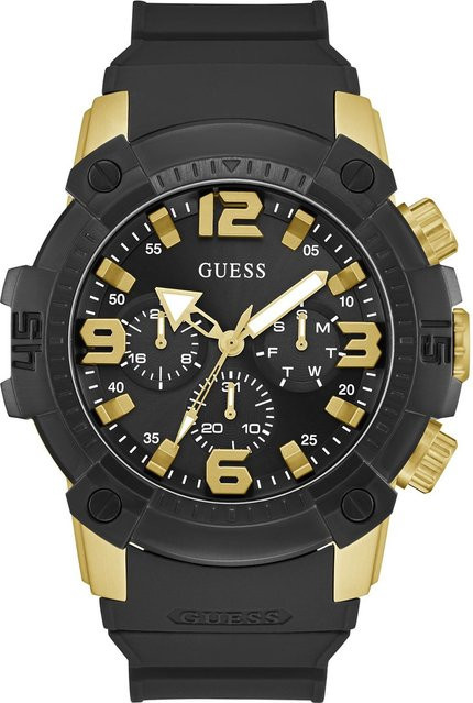 Guess Armbanduhr Linebacker, Quarz, Edelstahl, Silikon, Schwarz, 50 mm, Herren - Bild 1