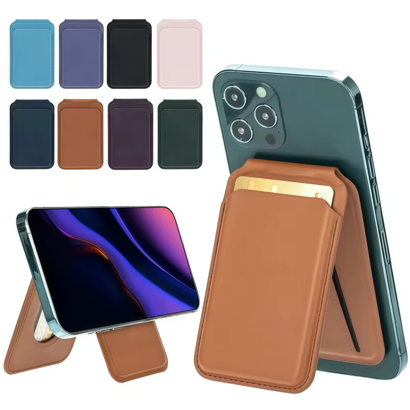Magnetische Flip-Wallet Kartenhalter Ledertasche mit Standfunktion für MagSafe kompatible iPhones und Samsung Galaxy S24 S25 in Blau - Bild 7