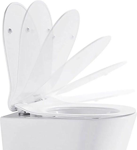 NEG Hänge-WC Uno11RK in Weiß, randloses Slimline Design aus Keramik, Spritzfrei, mit Soft-Close und verdeckter Befestigung, Länge: 48,5 cm, Breite: 33,0 cm, Tiefe: 36,0 cm - Bild 1