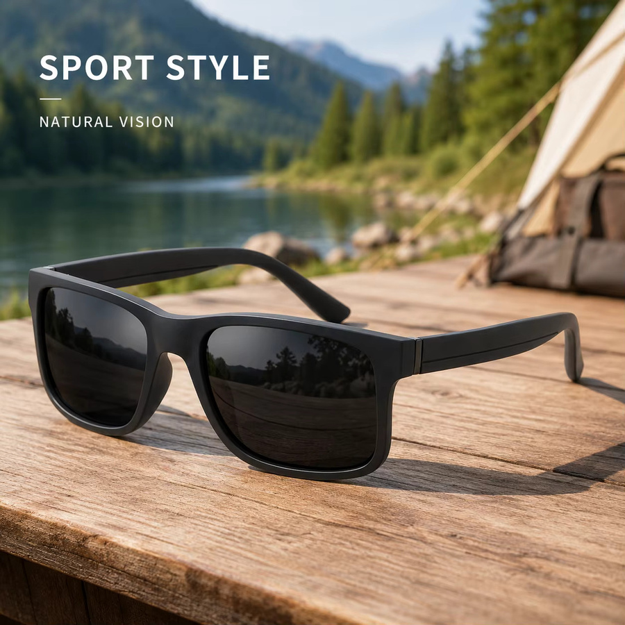 AWGSEE Sonnenbrille, Vollrand, Quadratisch, Schwarz, Kunststoff, Herren - Bild 2