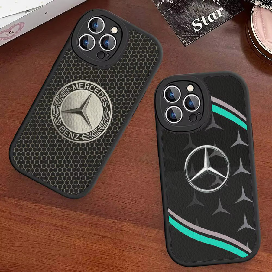 Mercedes-Benz Stoßfeste Lederhülle für iPhone 11 bis 16 Pro Max Plus in Schwarz - Bild 3