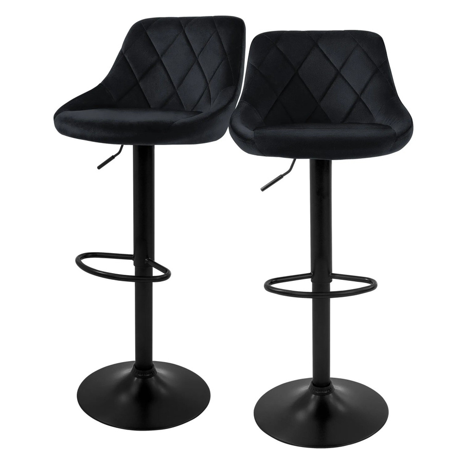 ML-Design Barhocker 2er Set aus Samt in Schwarz mit Rückenlehne und Fußstütze höhenverstellbar - Bild 3