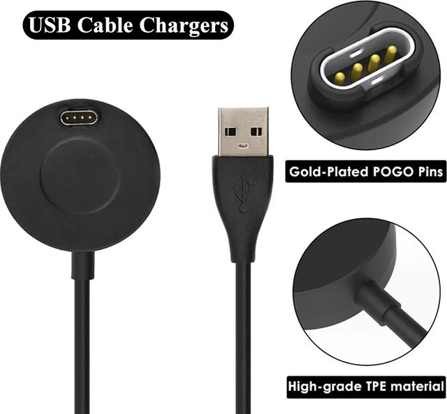 QCTOG USB-C Ladekabel für Garmin Smartwatches, Schwarz, 1 m - Bild 1