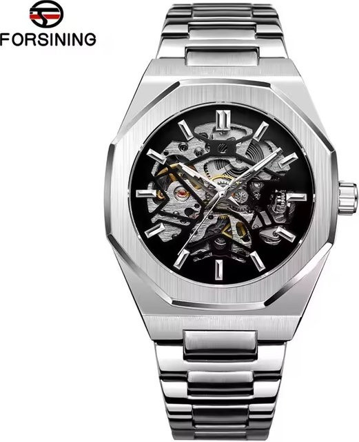 Forsining Armbanduhr Automatik, Edelstahl, Schwarz, Gold, Herren - Bild 1