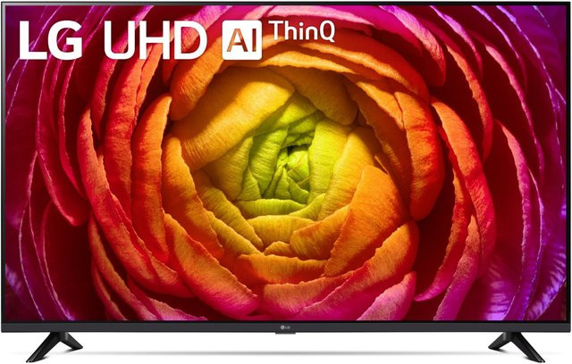 LG 55UR74006LB Smart LCD-TV in Schwarz mit 139 cm (55 Zoll), 4K Ultra HD, LED-Technik, HDR und UHD AI ThinQ Sprachsteuerung - Bild 1