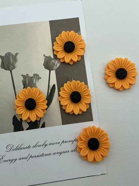 5 Stück Binchi Outdoor Product Sonnenblumen Magnete aus Harz in Gelb für Kühlschrank und Büro - Bild 1