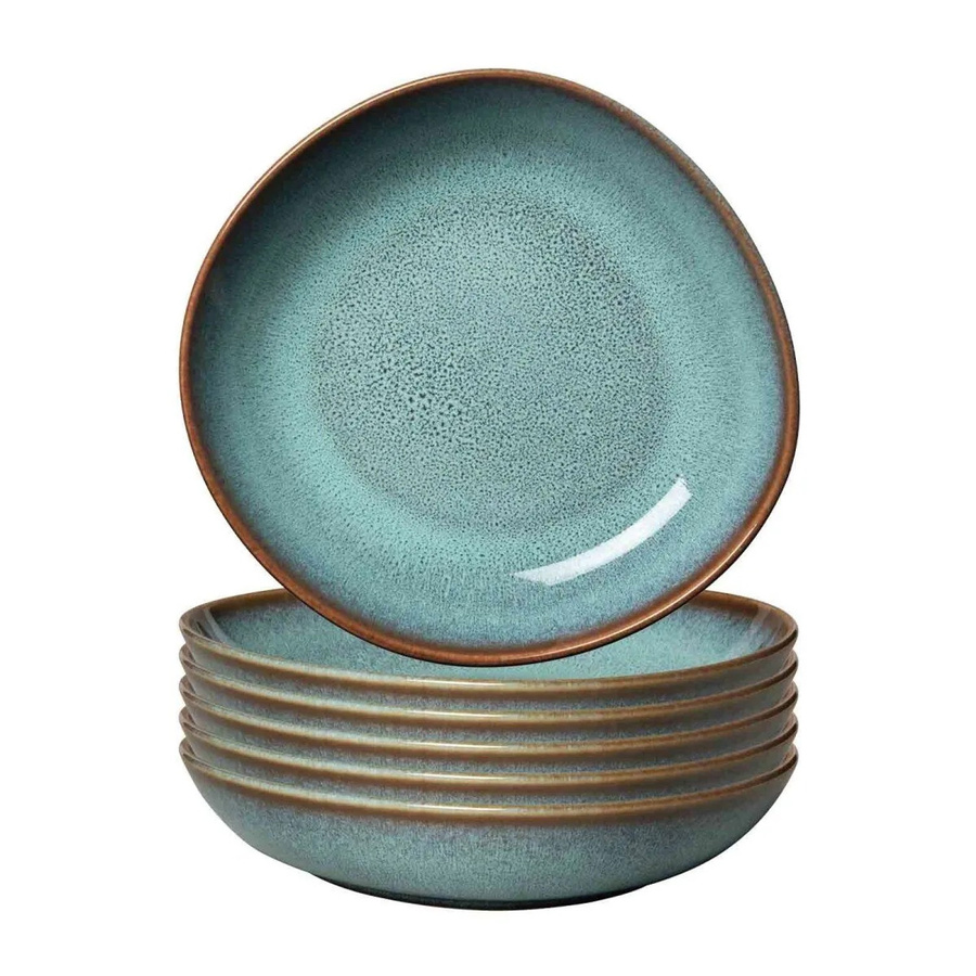 Villeroy & Boch like. Schalen Lave Glacé in Weiß und Türkis, 6er Set, Durchmesser: 21 cm - Bild 2
