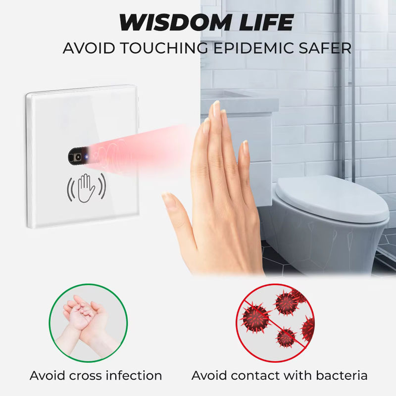 SMATRUL Wand-Smart-Lichtschalter mit Infrarot-IR-Sensor und transparentem Glasschirm in Weiß - Bild 3