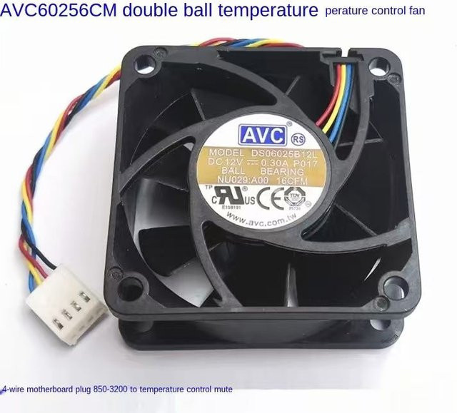 AVC 60mm Server-Kühllüfter DS06025B12L mit Doppelkugellager, 4-Draht PWM, 12V, 0,30A - Bild 1