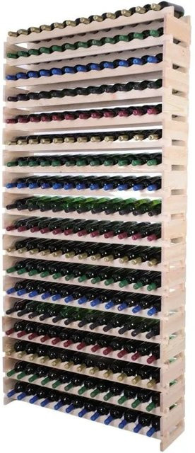 PROREGAL Weinregal VINOTECA FLEX aus massivem Kiefernholz, Natur Unbehandelt, Braun, H x B x T: 247 x 123 x 28 cm - Bild 1
