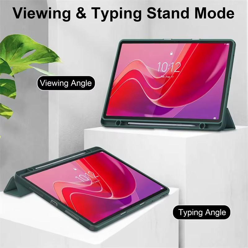Transparente Schutzhülle mit Stifthalter für Lenovo Xiaoxin Pad 11 2025 2024 und Tab M11 Idea Tab 11 Zoll aus hartem PC in Transparent und Grün - Bild 3