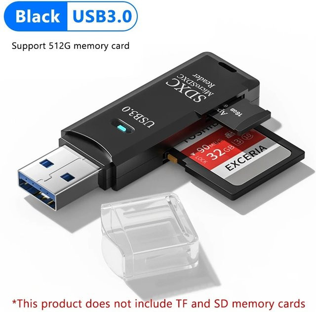 2 in 1 USB 3.0 Kartenleser und USB Flash Drive Adapter für SD und TF Speicherkarten in Weiß - Bild 1