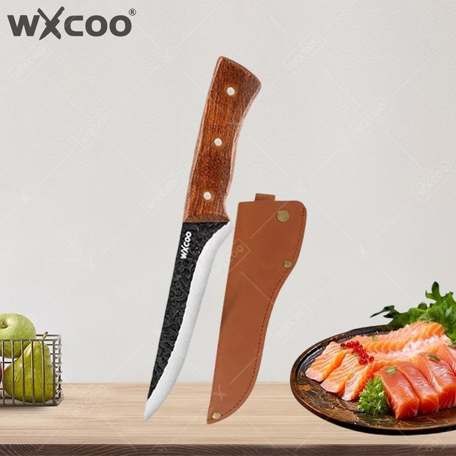 WXCOO Professionelles Küchenmesser aus Edelstahl mit Holzgriff als Mehrzweck-Fleischbeil und Kochmesser zum Schneiden und Entbeinen - Bild 1