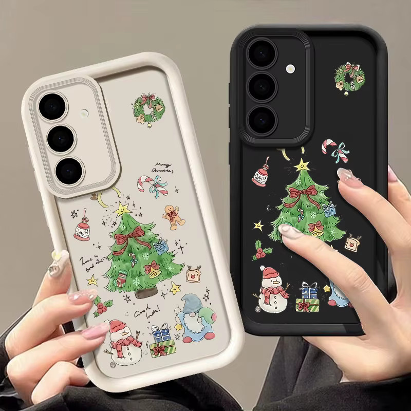 Samsung Handyhülle mit Weihnachtsbaum und Schneemann Motiv in Multicolour für Galaxy A17 A16 A56 A15 A55 A54 5G S24 FE S25 Edge S24 S22 S23 Ultra Plus aus TPU - Bild 3