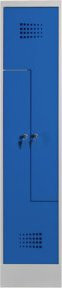 STIER Z-Garderobenspind Premium mit Sockel, 2 Abteile, Zylinderschloss und Kleiderstange, lichtgrau/enzianblau - Bild 1