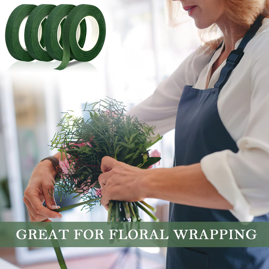 Selbstklebendes Geschenkpapierband in Grün für Blumensträuße und Hochzeitsdekoration, 20 Yards - Bild 4