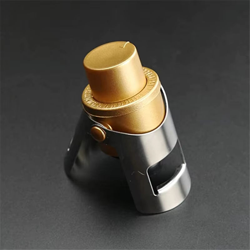 SUNFILI Champagner-Stopfen mit Druckpumpe für Champagner, Cava, Prosecco und Sekt in Grün und Gold - Bild 3