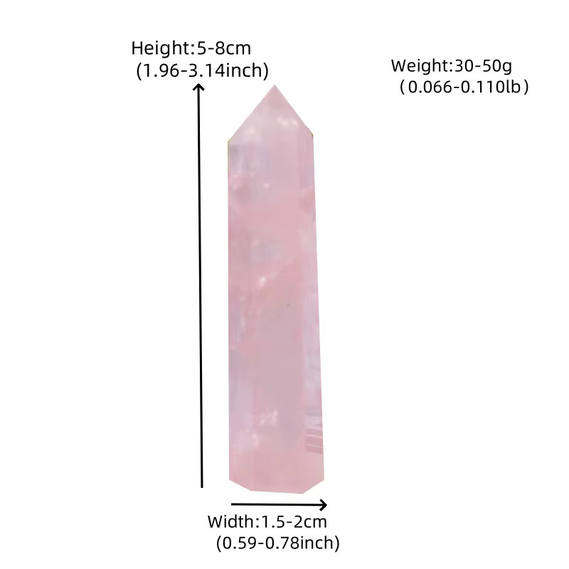 RYCRYSTAL Natürlicher Rosé Quarz Kristall Obelisk in Sechseck-Form, Polierter Kristallzauberstab in Pink zur Dekoration - Bild 2