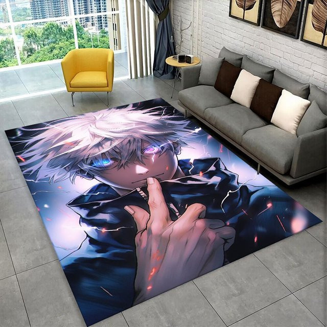 MINISO Jujutsu Kaisen Anime Itadori Yuji Teppich mit Kinder-Motiv, rutschfest, mehrfarbig, B/T: 60 x 40 cm - Bild 1