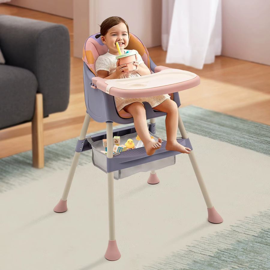 Nordischer Kleinkind-Esstisch-Booster-Sitz in Pink und Multicolour, verstellbarer Baby-Hochstuhl für 6-36 Monate mit 70 kg Tragkraft und Ablage, Höhe: 92 cm - Bild 3