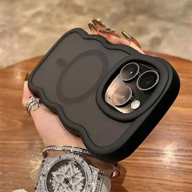 Candy Wave Matt Schutzhülle für Apple iPhone kompatibel mit iPhone 16 15 14 13 12 Pro Max Plus und iPhone 17 Air in Schwarz mit MagSafe Unterstützung - Bild 1