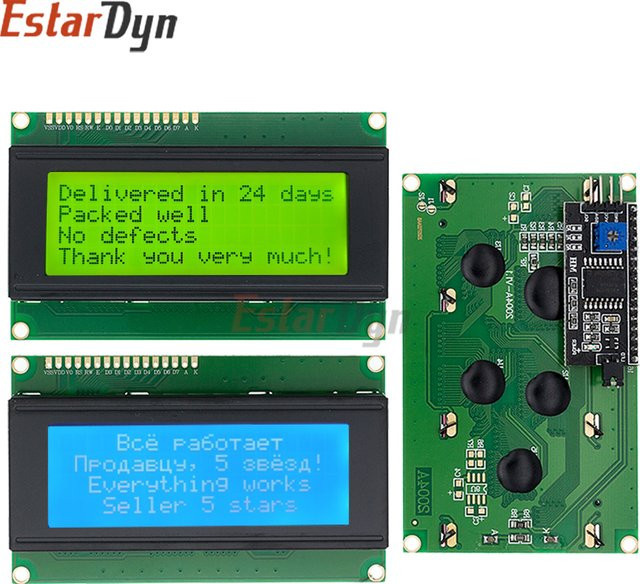 Estardyn LCD2004+I2C LCD-Display mit 20x4 Zeichen, blau-grüner Bildschirm, I2C serielle Schnittstelle und Adaptermodul - Bild 1