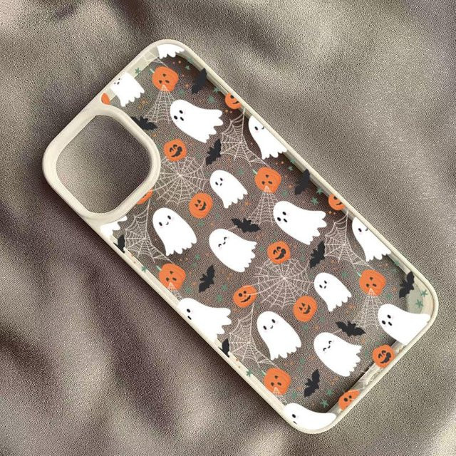 Handyhülle mit süßem Halloween Kürbis und Geist für Samsung Galaxy S25 S24 Ultra S23 S21 FE A56 A55 A54 A06 A16 A15 A35 A34 5G in Multicolour - Bild 1