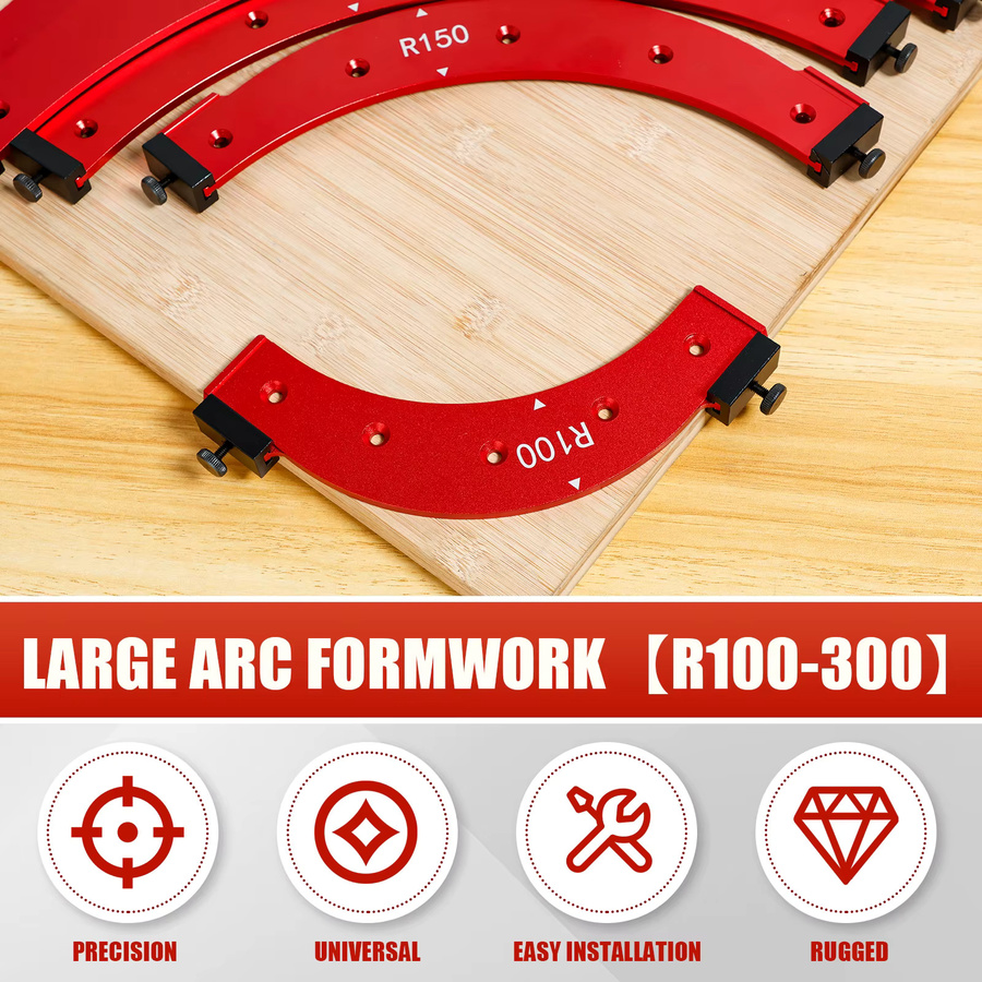 Toorise Runde Ecke Radius Vorlage aus Aluminiumlegierung in Rot für Positionierung und Jig-Hilfswerkzeug - Bild 2