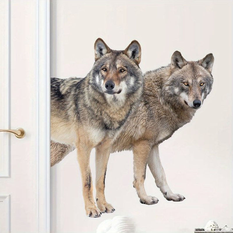 BRUP Aquarell Wolf Wandtattoo Mehrfarbig Abnehmbare Wanddekoration für Kinderzimmer und Wohnzimmer - Bild 1