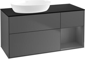 V&B Waschtischunterschrank Finion mit Wandbeleuchtung, Anthrazit lackiert, Breite: 120 cm, Tiefe: 50,1 cm, Höhe: 50,1 cm - Bild 1
