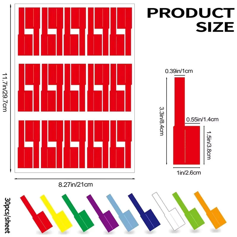 Selbstklebende Kabelmarkierungen in Multicolor, Wasserfeste Kabelbinder-Aufkleber für Laserdrucker und Glasfaser-Kabel, Set mit 240/480 Stück, Format A4 - Bild 4