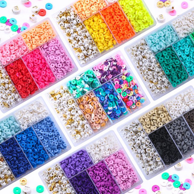SMI Fine Polymer Clay Perlen, 6mm, flach, rund, Disk Spacer - Bild 1