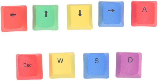 OutsideWorld 9 Stück PBT Tastenkappen für mechanische Gaming-Tastaturen, bunt, abriebfest und komfortabel - Bild 1