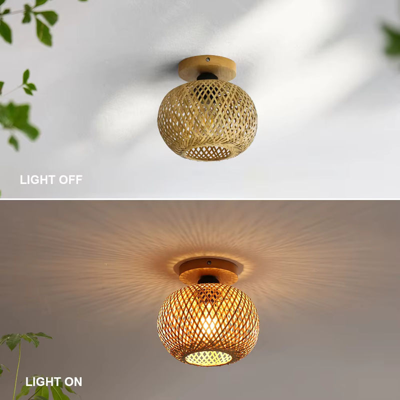 PARKSON Deckenleuchte aus Bambus und Rattan in Braun, runde Handgemachte Korbgeflecht-Lampe für Wohnzimmer, Esszimmer, Restaurant und Café - Bild 6