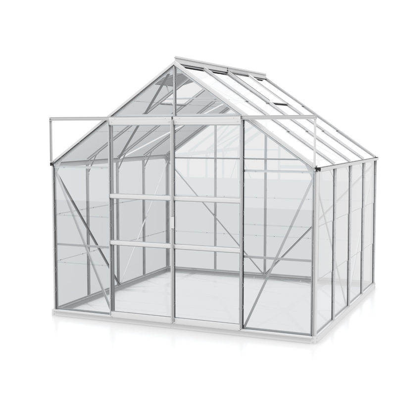 Vitavia Gewächshaus Mars mit 6,7 m² Fläche, silberfarbenes eloxiertes Aluminium und ESG-Glas - Bild 2