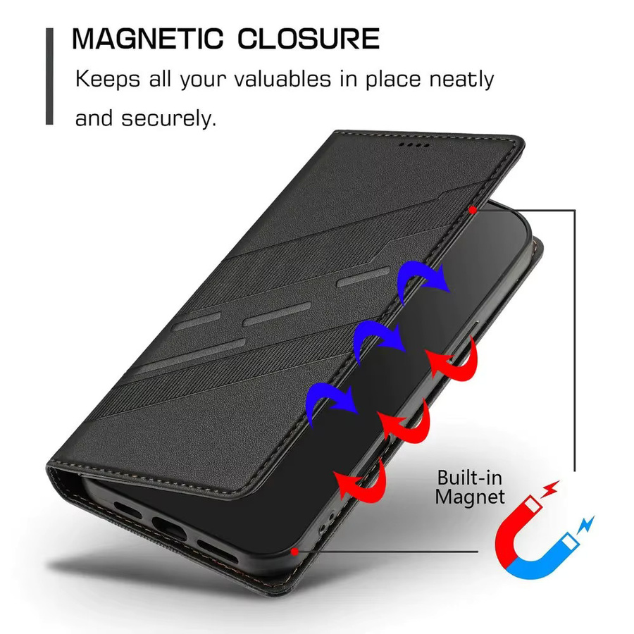 Magnetische Leder-Handyhülle mit Kartentasche für Samsung Galaxy S26, S26 Pro, S26 Plus, S26 Edge und S26 Ultra in Schwarz oder Pink - Bild 2