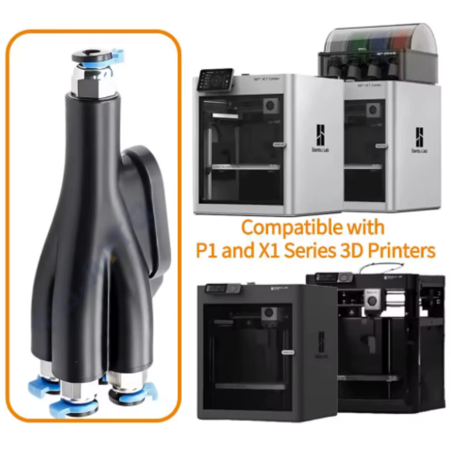 Bambu Lab 4-in-1 PTFE-Adapter Materialrohr Erweiterungsanschluss für AMS und 3D-Drucker X1, X1C, P1S, P2S in Schwarz - Bild 2