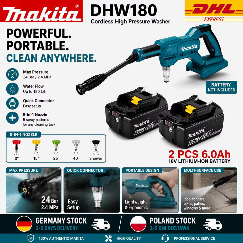 Makita Akku-Hochdruckreiniger DHW180 18V kabelloser Reiniger in Petrol - Bild 5