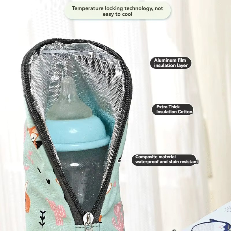 Isolierte Babyflaschen Tasche mit modernem Muster in Beige und Multicolour für die unterwegs unterwegs Nutzung - Bild 2