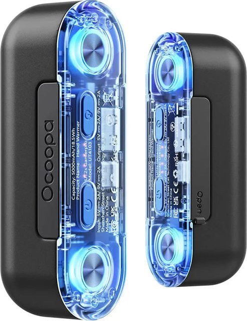 Ocoopa UT2S GamerPro Handwärmer und Powerbank mit 2x 5000 mAh, 18 W, LED, Schwarz - Bild 1