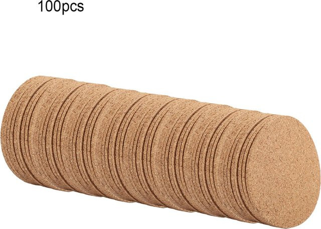 100 Stück Holz Getränkeuntersetzer von CosyHome in Braun, runde Untersetzer aus Holz und Kork für Tee und Kaffee - Bild 1