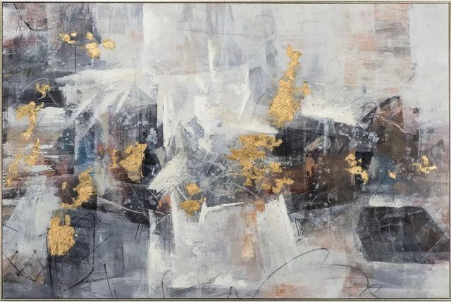 Art Universe Leinwandbild Wintergold Modern Abstract in Blau, B: 100 cm, H: 150 cm - Bild 1