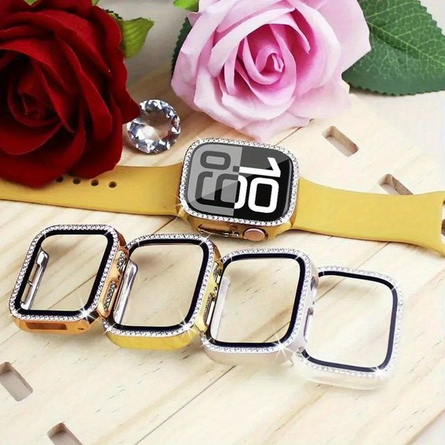 PEO Bling Bumper Displayschutz mit Diamantgehäuse für Apple Watch Serie 11 bis 5 und SE in Pink - Bild 1