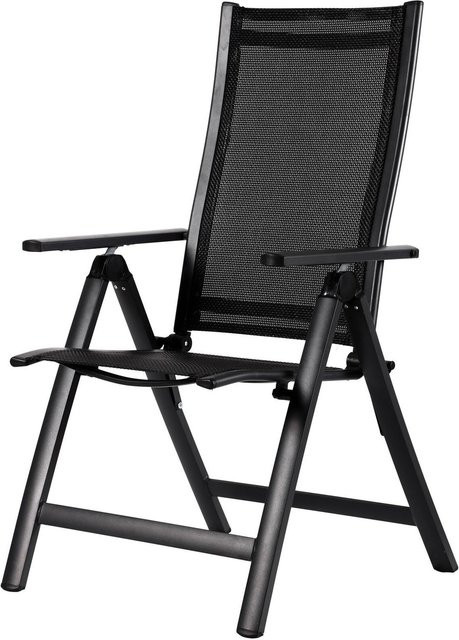 OUTFLEXX Klappstuhl aus Aluminium und Textilene in Anthrazit Matt/Schwarz, 7-fach verstellbar, B/T/H: 60 x 70 x 106 cm - Bild 1