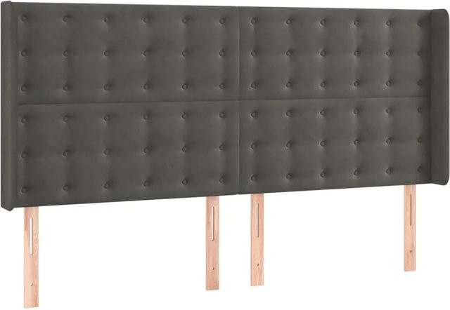 vidaXL LED Kopfteil aus Samt in Dunkelgrau mit USB-Ladeport und integrierter Beleuchtung, B: 203 cm, T: 16 cm, H: 118 cm - Bild 1