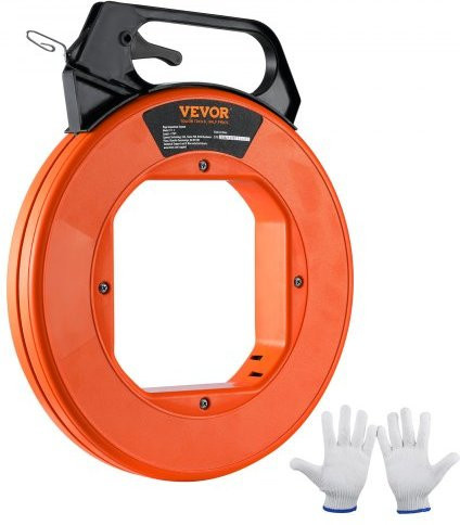VEVOR Kabeleinziehhilfe aus Edelstahl in Orange, 73,2 m Einziehspirale mit 3 mm Durchmesser für Leerrohre und Kabelzug - Bild 1