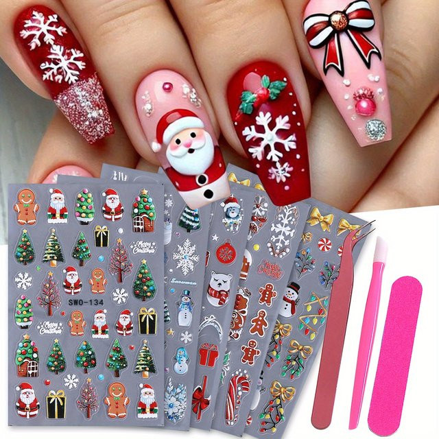 SWEET TREND Nagelaufkleber Weihnachten Serie, Matt, 5 Stück - Bild 1